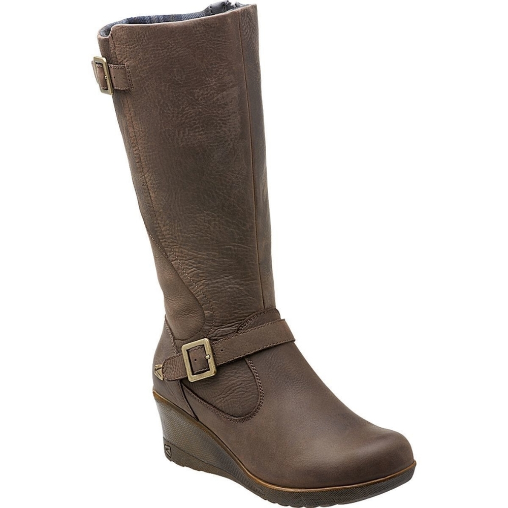 Keen "Keen of Scots" Brown Nubuck Leather Wedge Riding Boots US Women's 8.5
